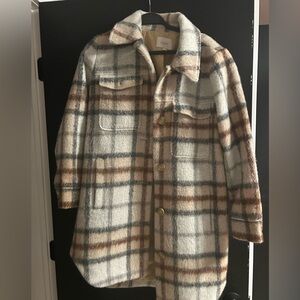 Loft plaid wool blend coat